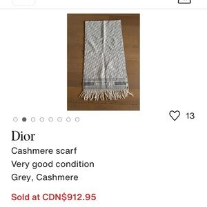 Dior Monogram Cream and Gray Scarf